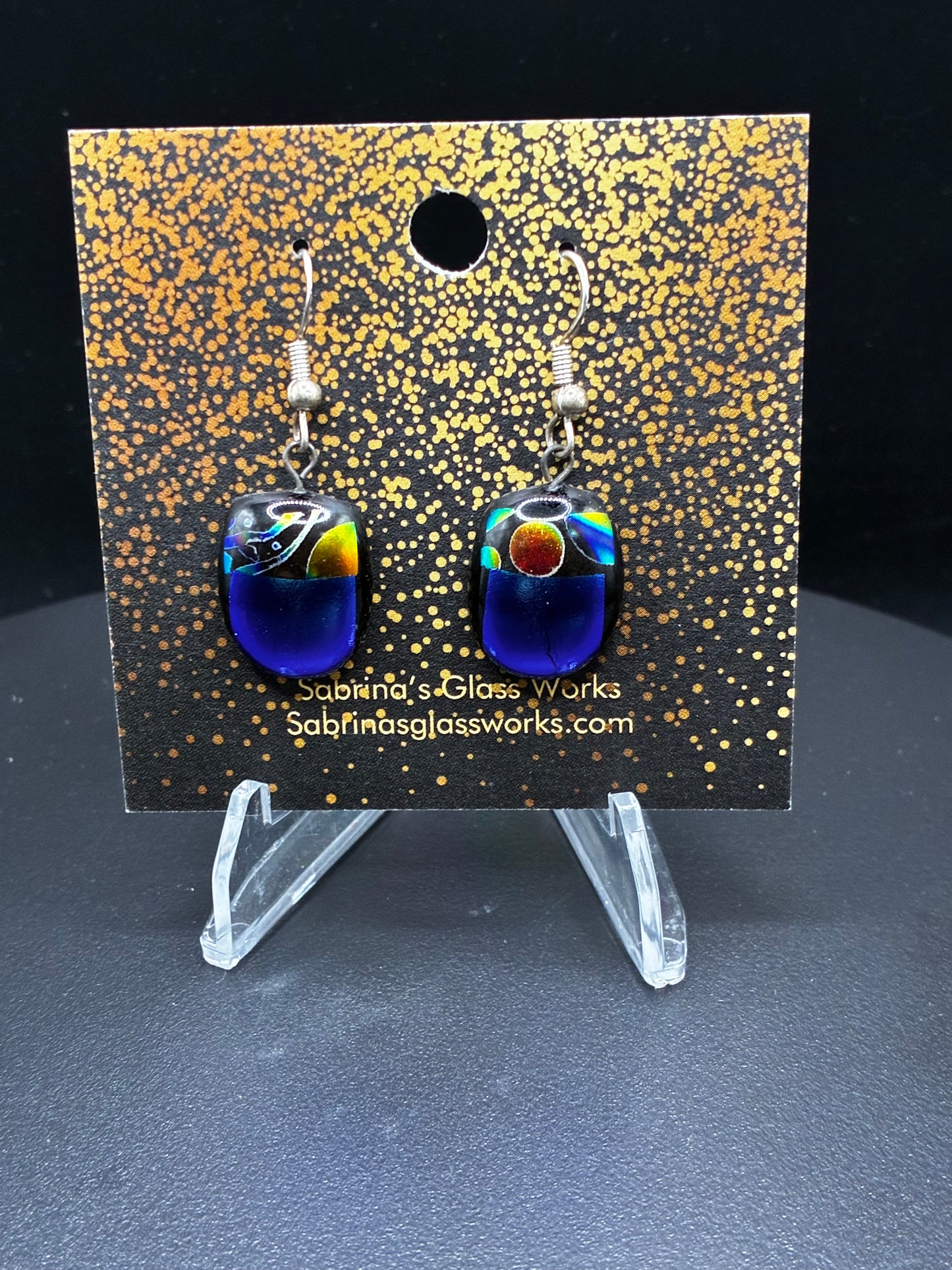 467- Blue Multicolored Dichroic Earrings