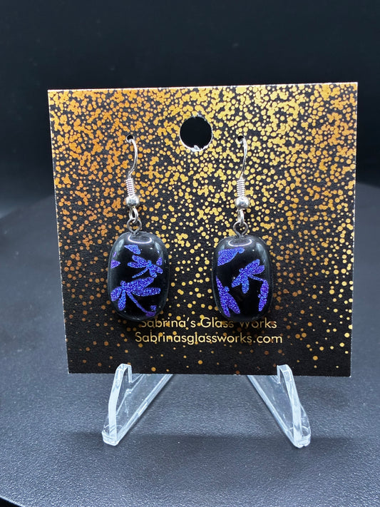 476 - Purple Dragon Flies Dichroic Earrings