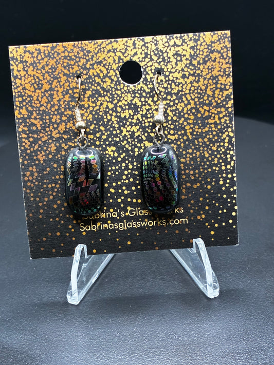 478-Multicolored Dichroic Glass Earrings