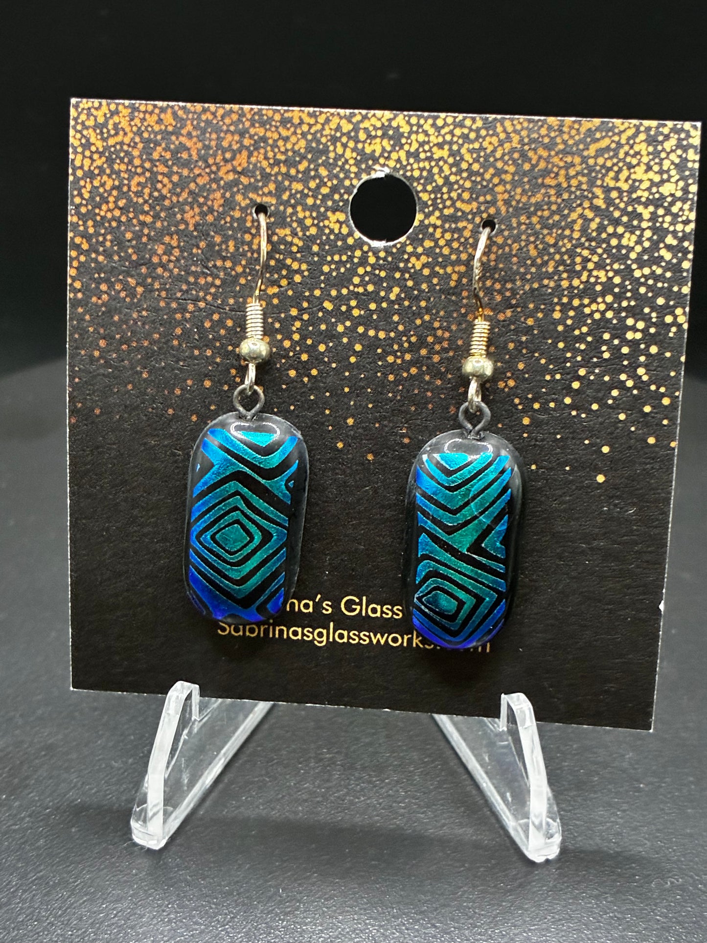 446 - Teal Dichroic Earrings