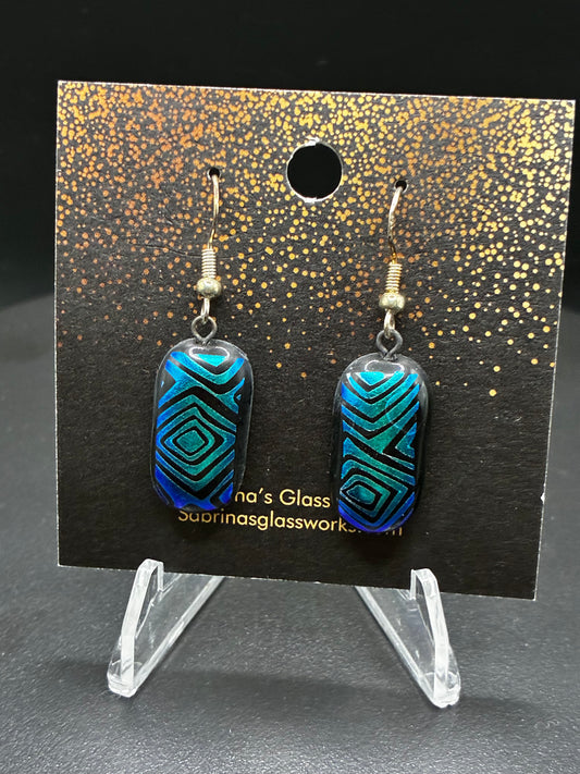446 - Teal Dichroic Earrings