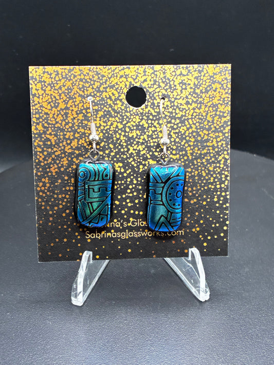 493-Teal Dichroic Earrings