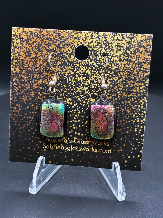 482-Multicolored Dichroic glass earrings