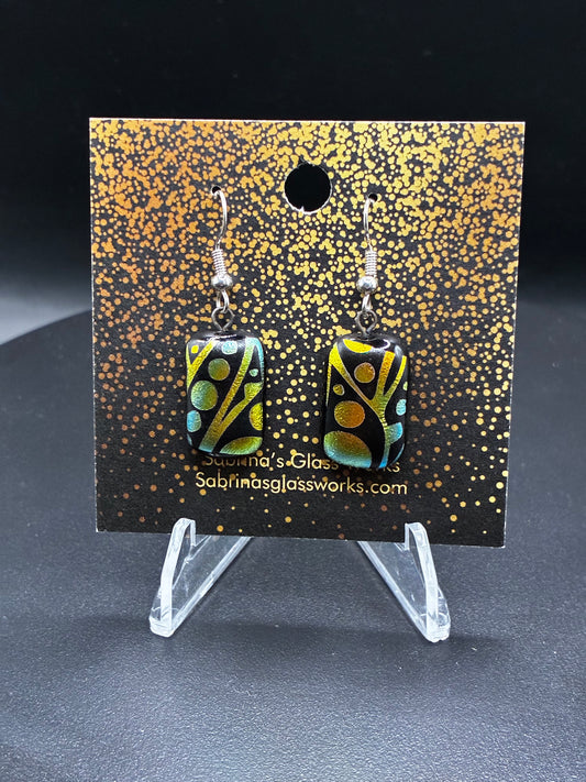 483-Multicolored Dichroic glass earrings