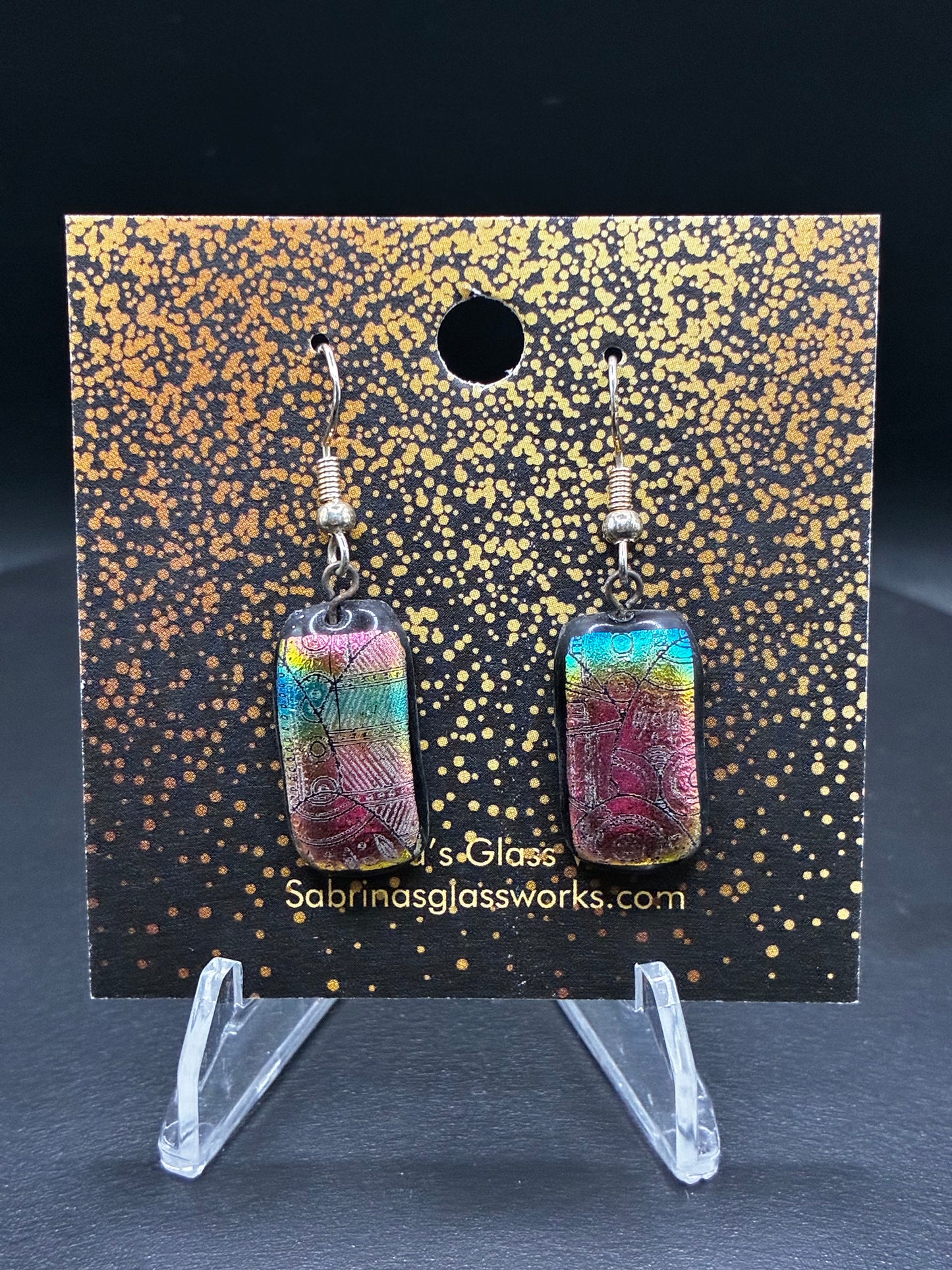 455-Multicolored pastel Dichroic glass earrings