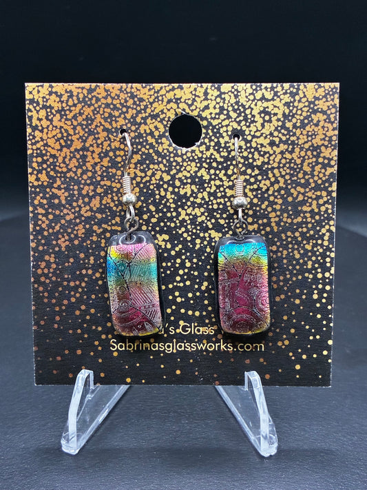 481-Multicolored Dichroic earrings.