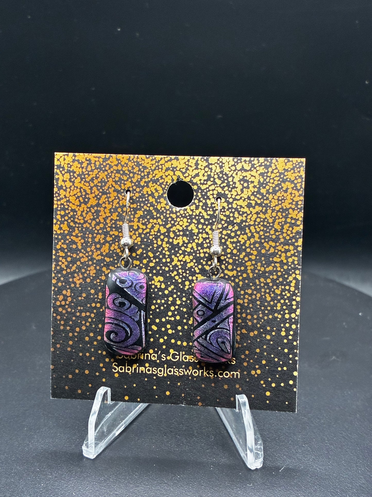 428-Violet Dichroic glass earrings