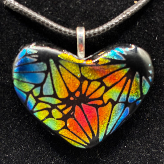 957-Multicolored Dichroic heart pendant
