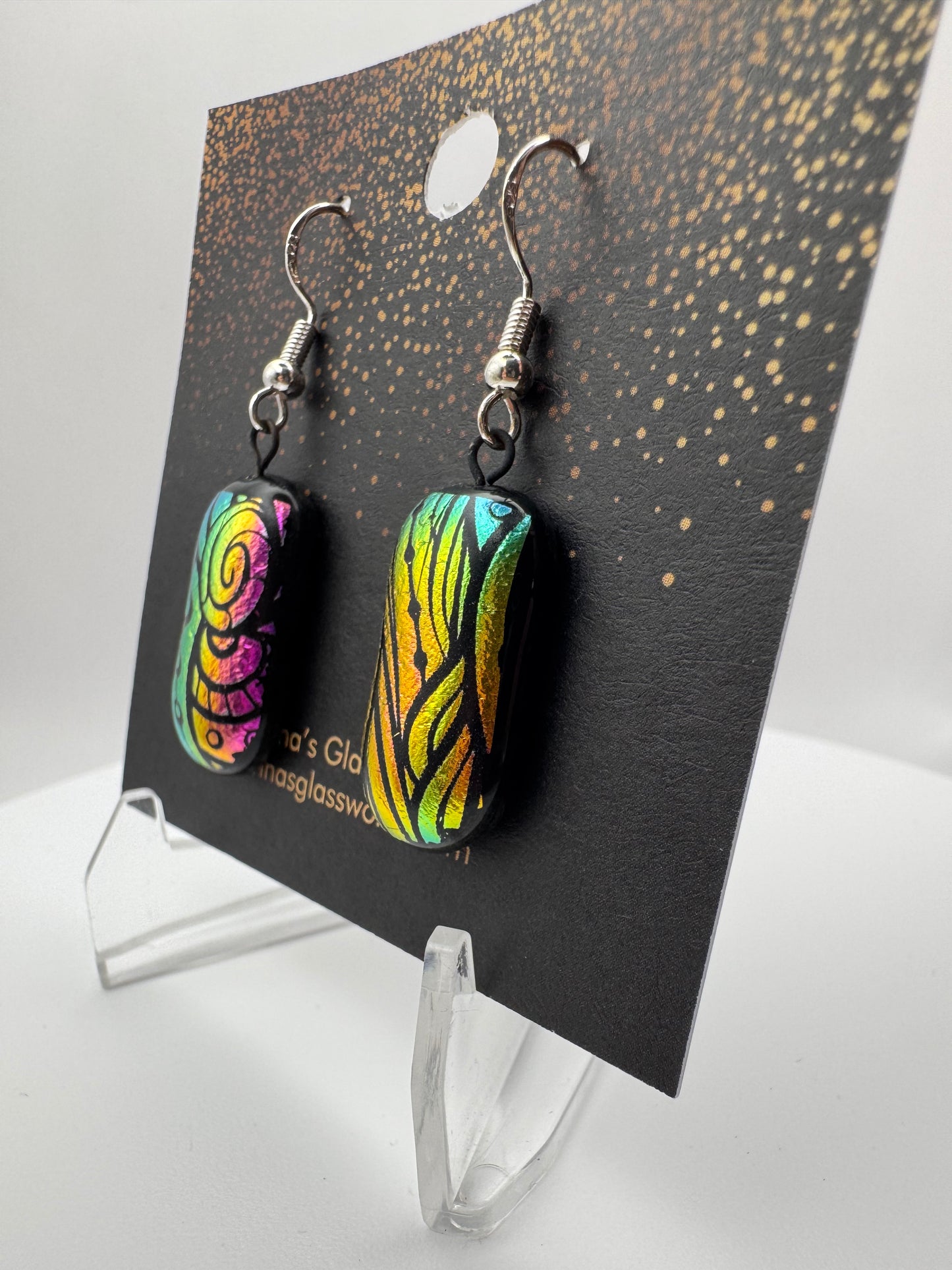 408 - Handmade Dichroic Glass EARRINGS
