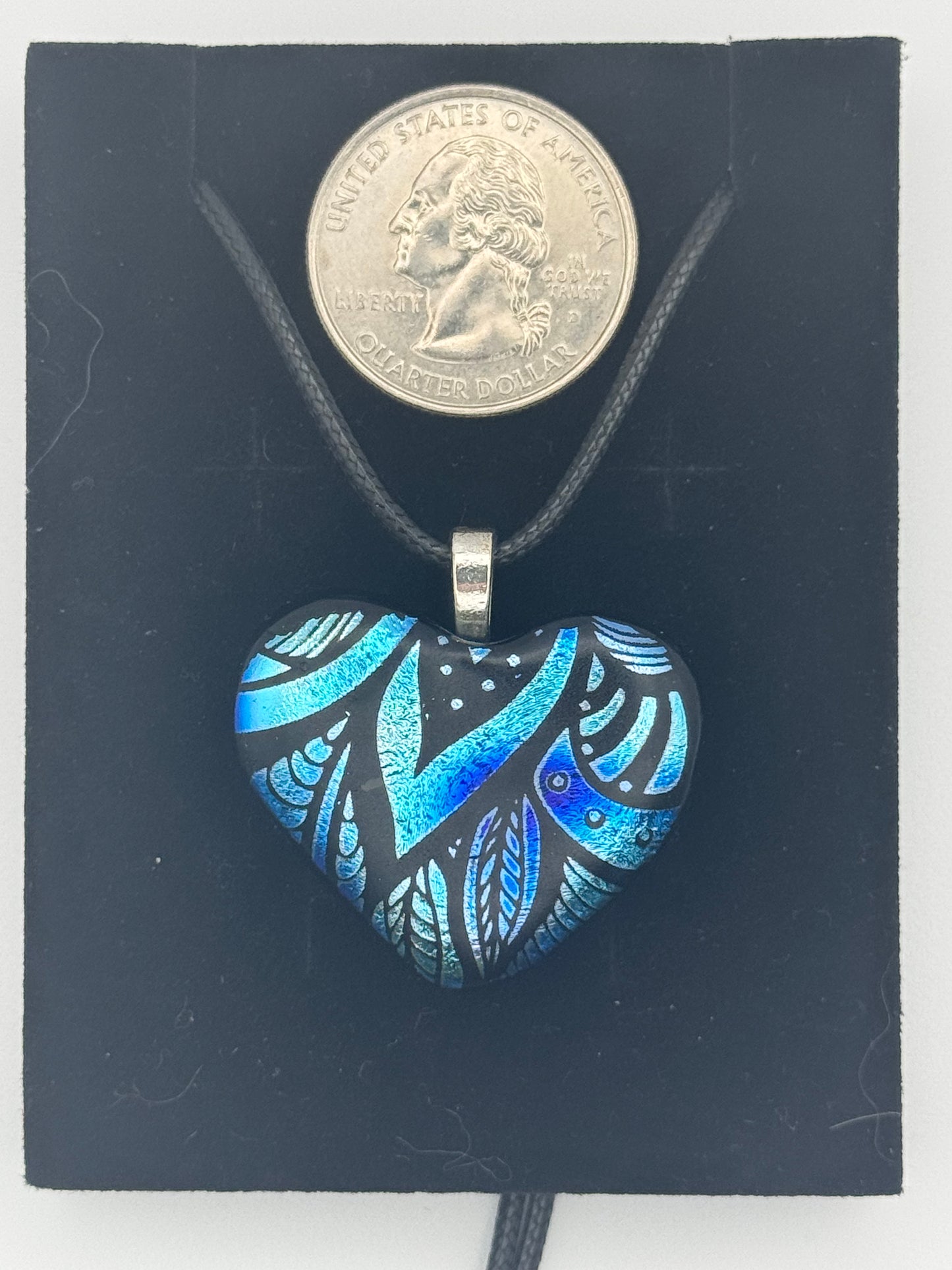 913 - Multicolor Dichroic Fused glass heart PENDANT